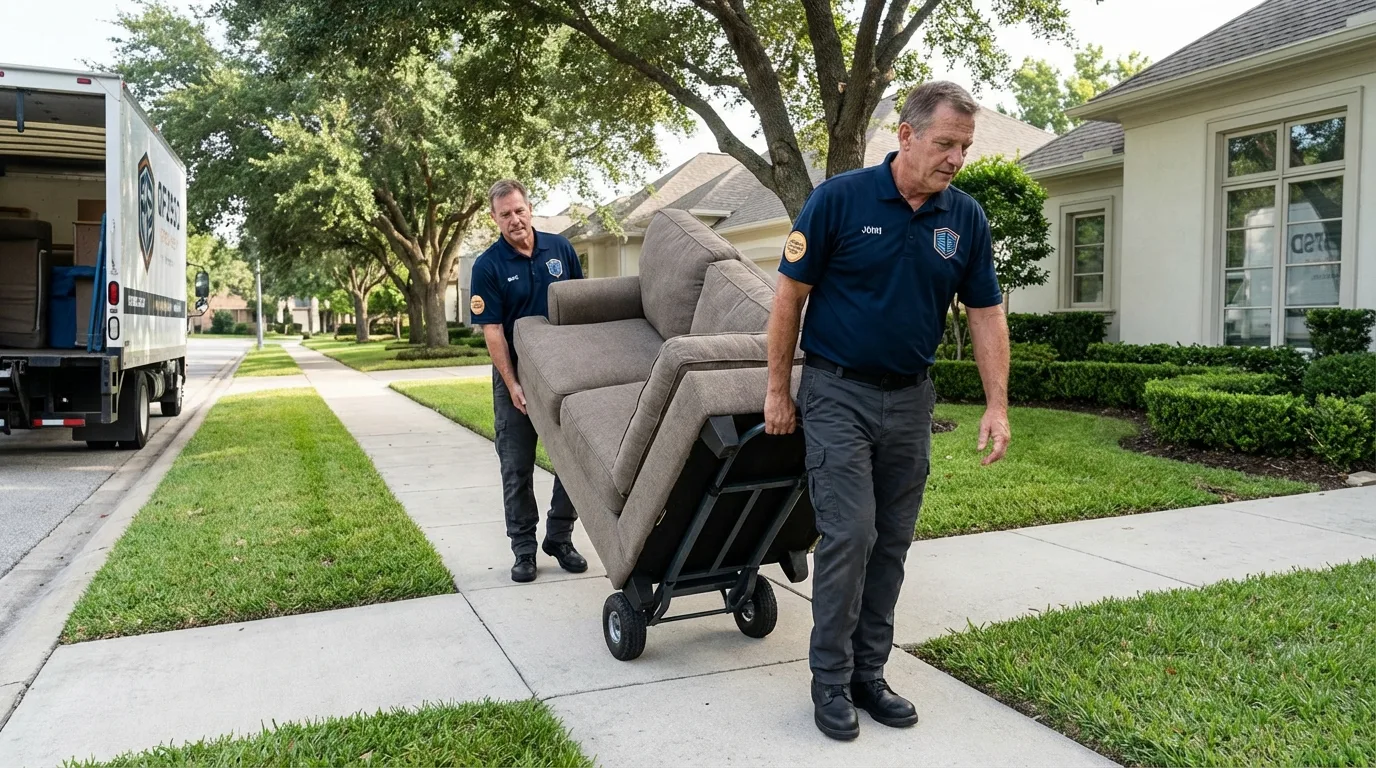 Local residential moving crew loading furniture in White House, TN